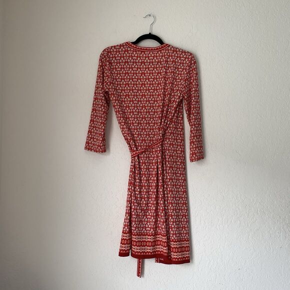 Max Studio Dress Women M Red Floral True Wrap Midi Feminine Garden Party Boho - Picture 2 of 10